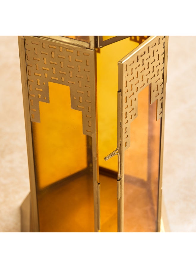Home Box فوانيس معدنية من سكاي لاين ميراچ بتصميم مقصوص مع زجاج - 16.5x16.5x40 سم - Image 4